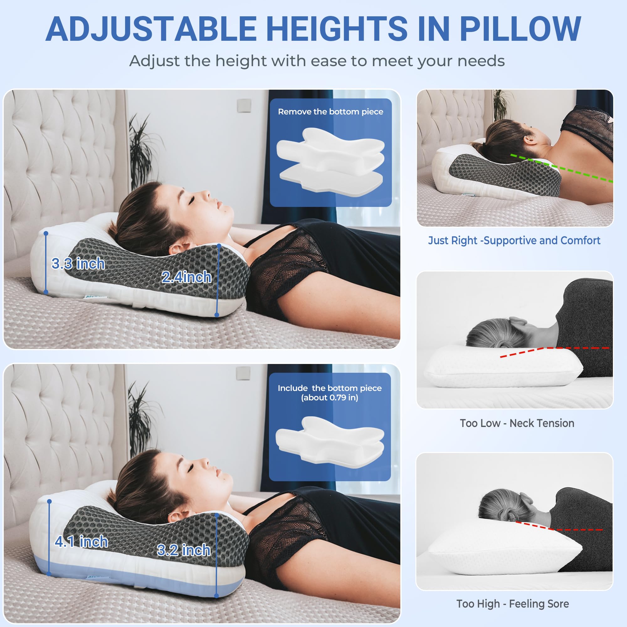 Foto 4 pulgar | Almohada Cpap Elviros, Espuma Viscoelástica Para El Cuello Cervical - Venta Internacional.