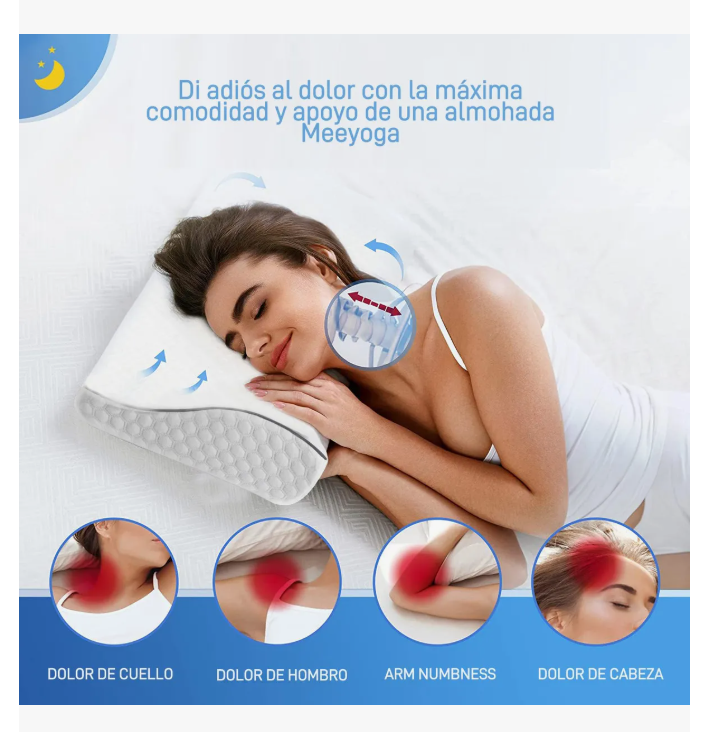Foto 5 pulgar | Almohada Ortopedica Cervical Viscoelástica 50x30 Cm Color Blanco 80083