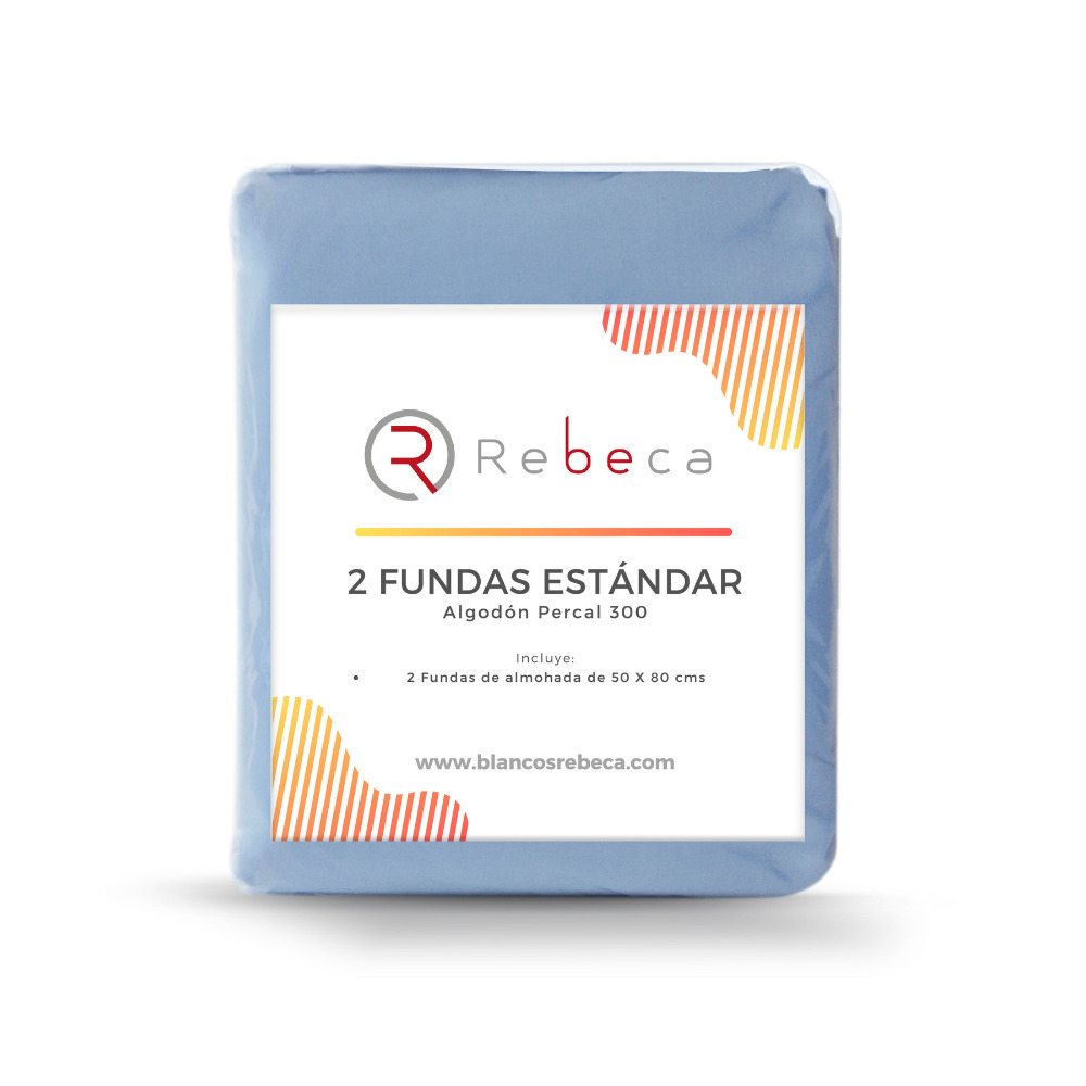 Foto 4 pulgar | Par de Fundas de Almohada Rebeca Algodón Confort 300 color Azul