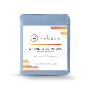 Foto 3 | Par de Fundas de Almohada Rebeca Algodón Confort 300 color Azul