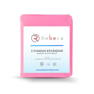 Foto 3 | Par de Fundas de Almohada Rebeca Algodón Percal 200 color Coral