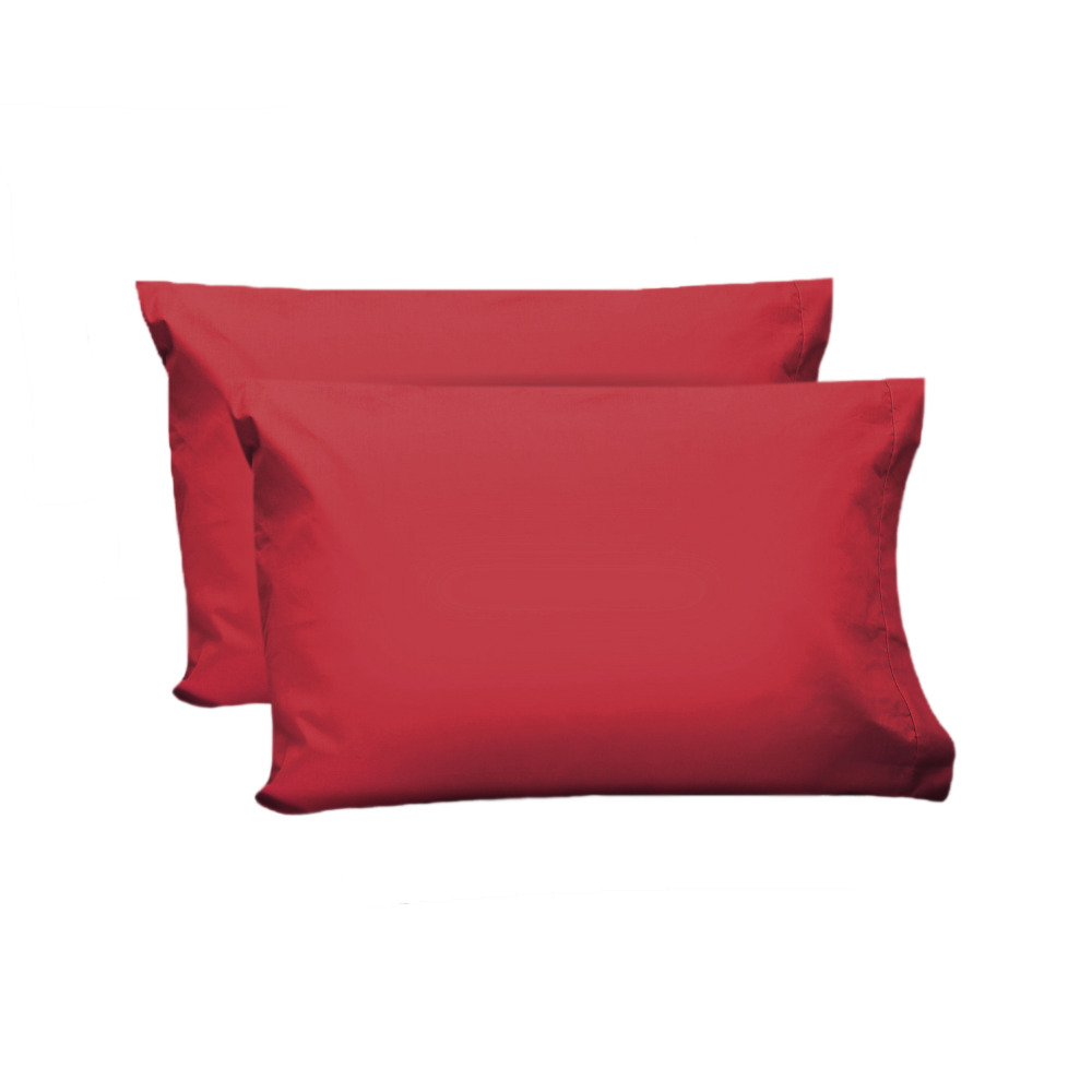 Par De Fundas De Almohada Rebeca Algodón Percal 200 Rojo Estándar