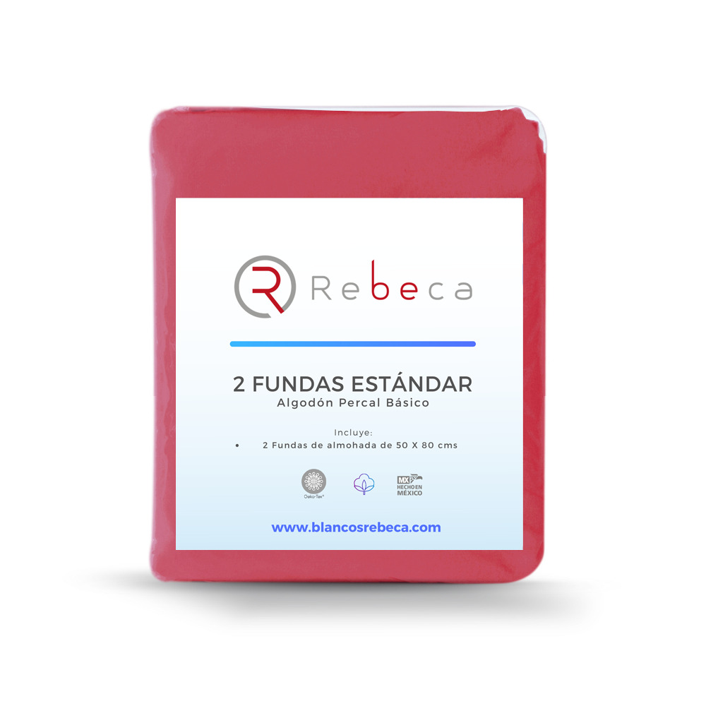 Foto 4 pulgar | Par De Fundas De Almohada Rebeca Algodón Percal 200 Rojo Estándar