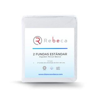 Foto 3 | Par De Fundas De Almohada Rebeca Algodón Percal 200 Blanco Estándar