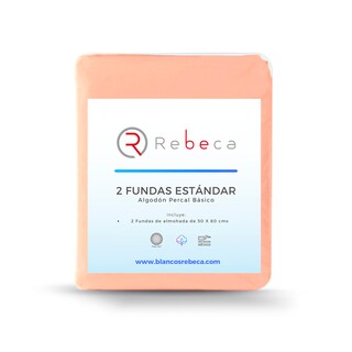 Foto 3 | Par De Fundas De Almohada Rebeca Algodón Percal 200 Melón Estándar
