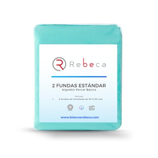 Foto 3 | Par De Fundas De Almohada Rebeca Algodón Percal 200 Agua Estándar
