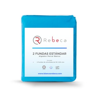 Foto 3 | Par De Fundas De Almohada Rebeca Algodón Percal 200 Turquesa Estándar