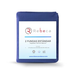 Foto 3 | Par De Fundas De Almohada Rebeca Algodón Percal 200 Francia Estándar