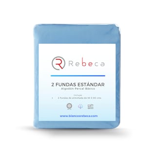 Foto 3 | Par De Fundas De Almohada Rebeca Algodón Percal 200 Cielo Estándar