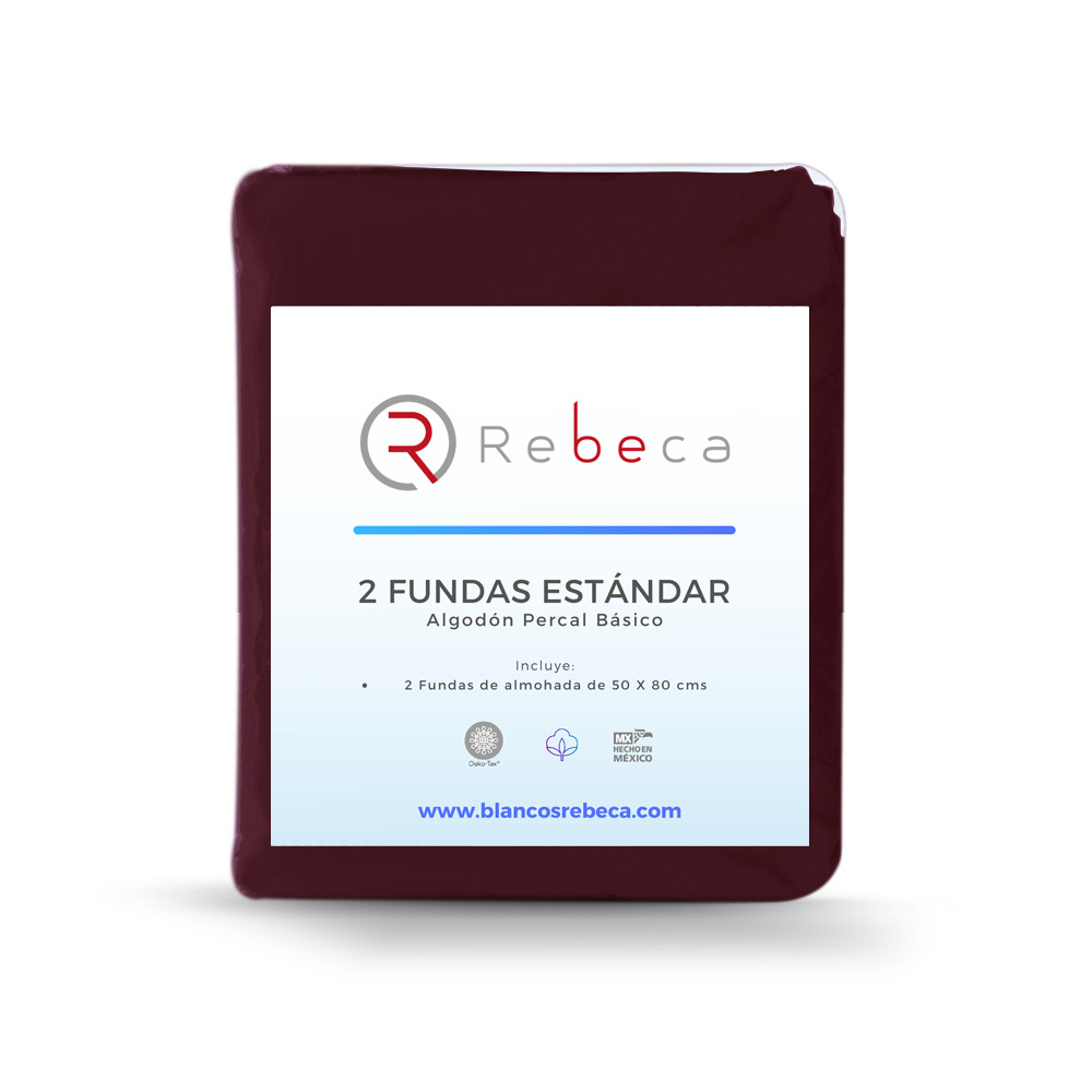 Foto 4 pulgar | Fundas de Almohada Rebeca Algodón Percal 200 Vino Estándar 2 Piezas