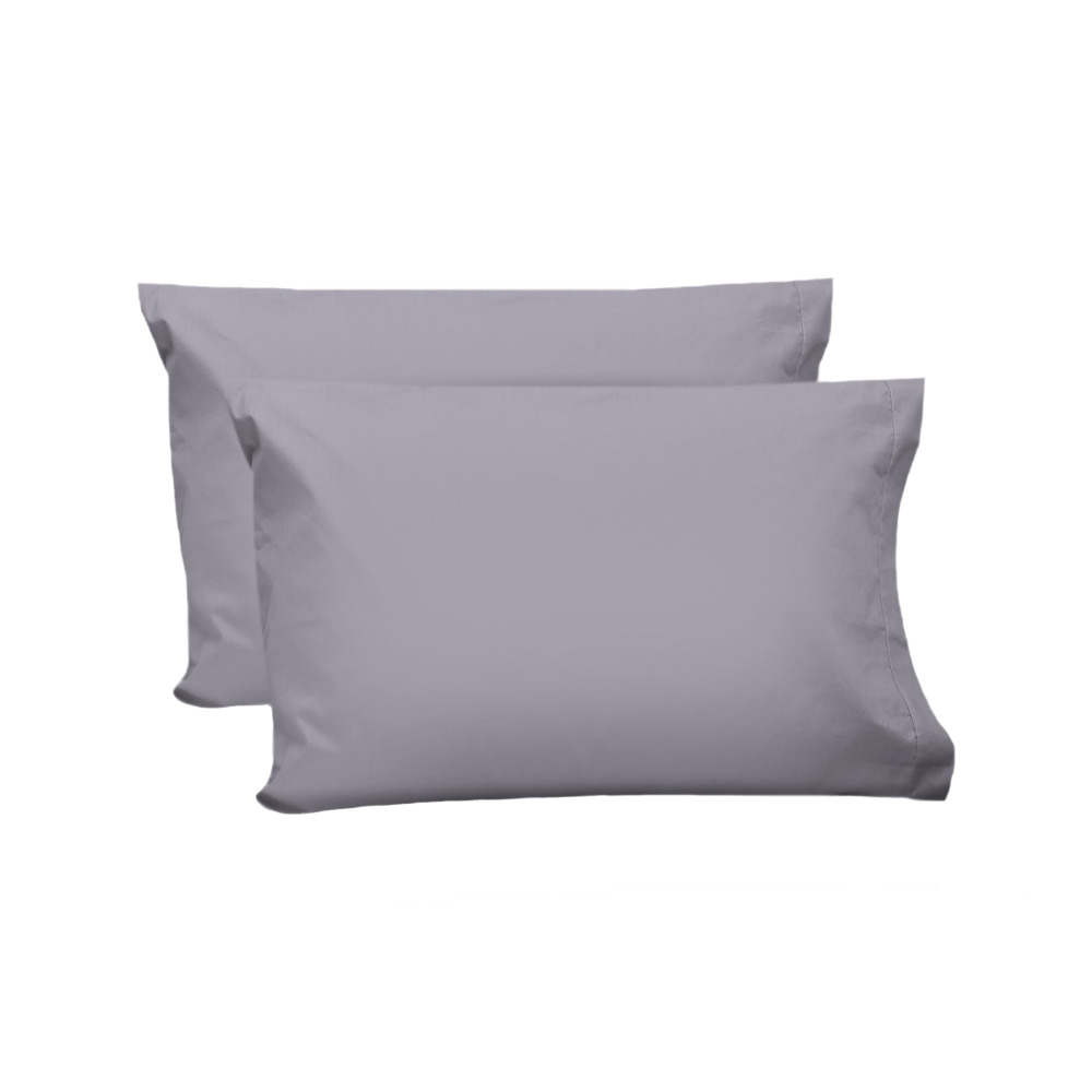 Par de Fundas de Almohada Rebeca color Gris Algodón Percal 200 Oxford Estándar