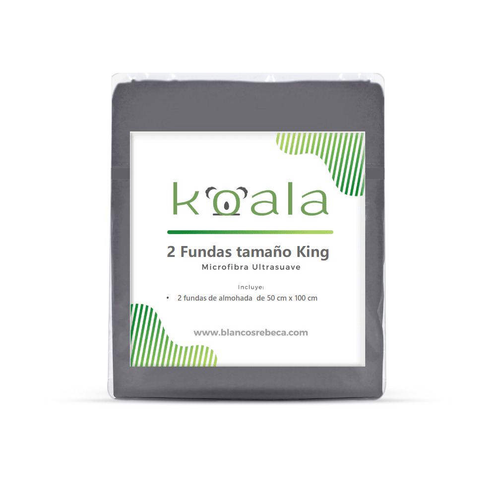 Foto 5 | Par de Fundas de Almohada Rebeca Microfibra Koala color Gris Oxford King Size