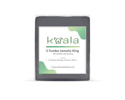 Foto 5 | Par de Fundas de Almohada Rebeca Microfibra Koala color Gris Oxford King Size