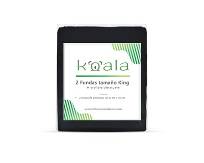 Foto 5 | Par de Fundas de Almohada Rebeca Microfibra Koala color Negro King Size