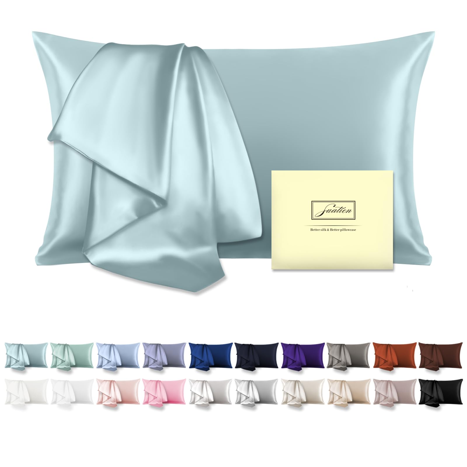 Funda De Almohada De Seda Suatien Mulberry, Tamaño Estándar 51 X 66 Cm Haze  - Venta Internacional.