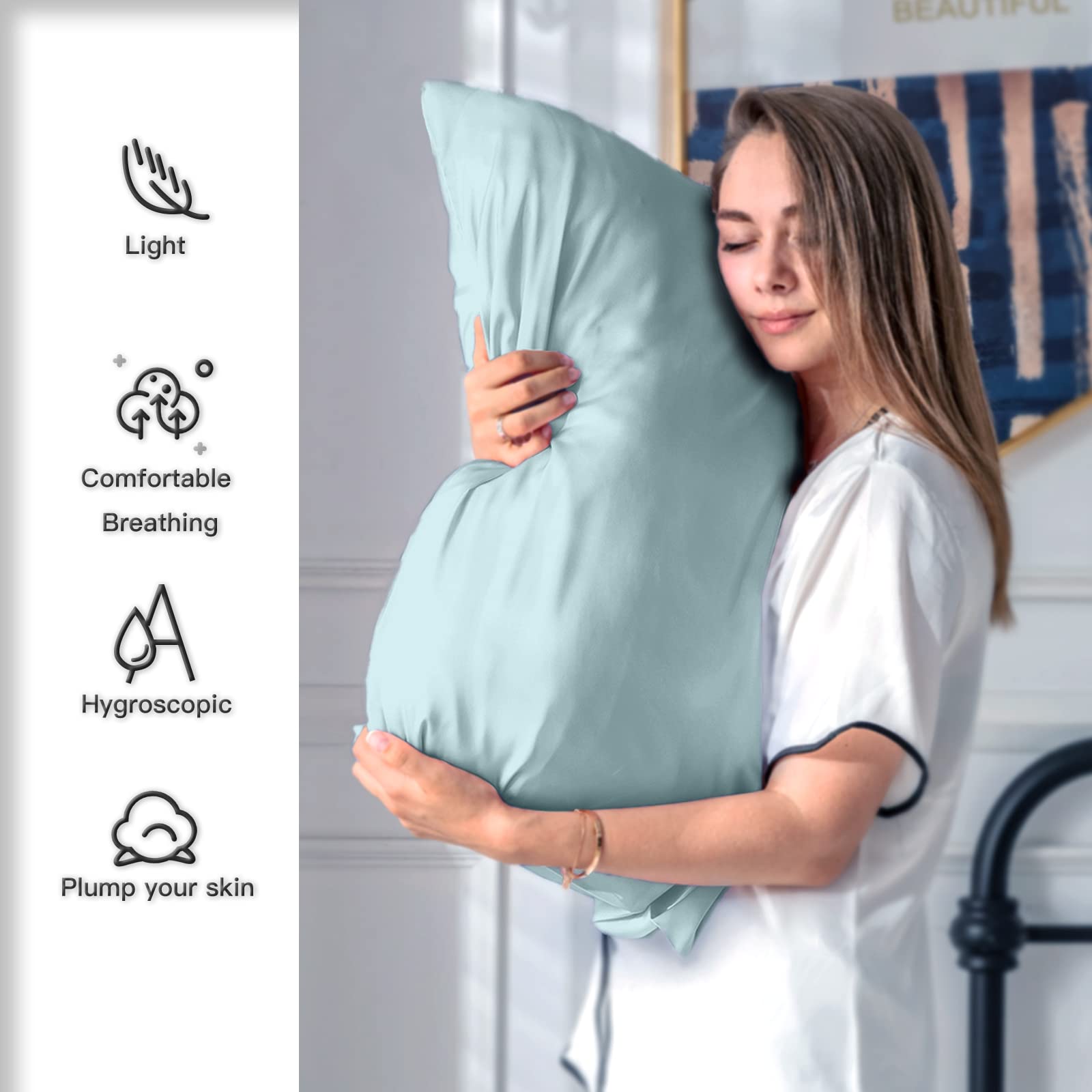 Foto 4 pulgar | Funda De Almohada De Seda Suatien Mulberry, Tamaño Estándar 51 X 66 Cm Haze  - Venta Internacional.