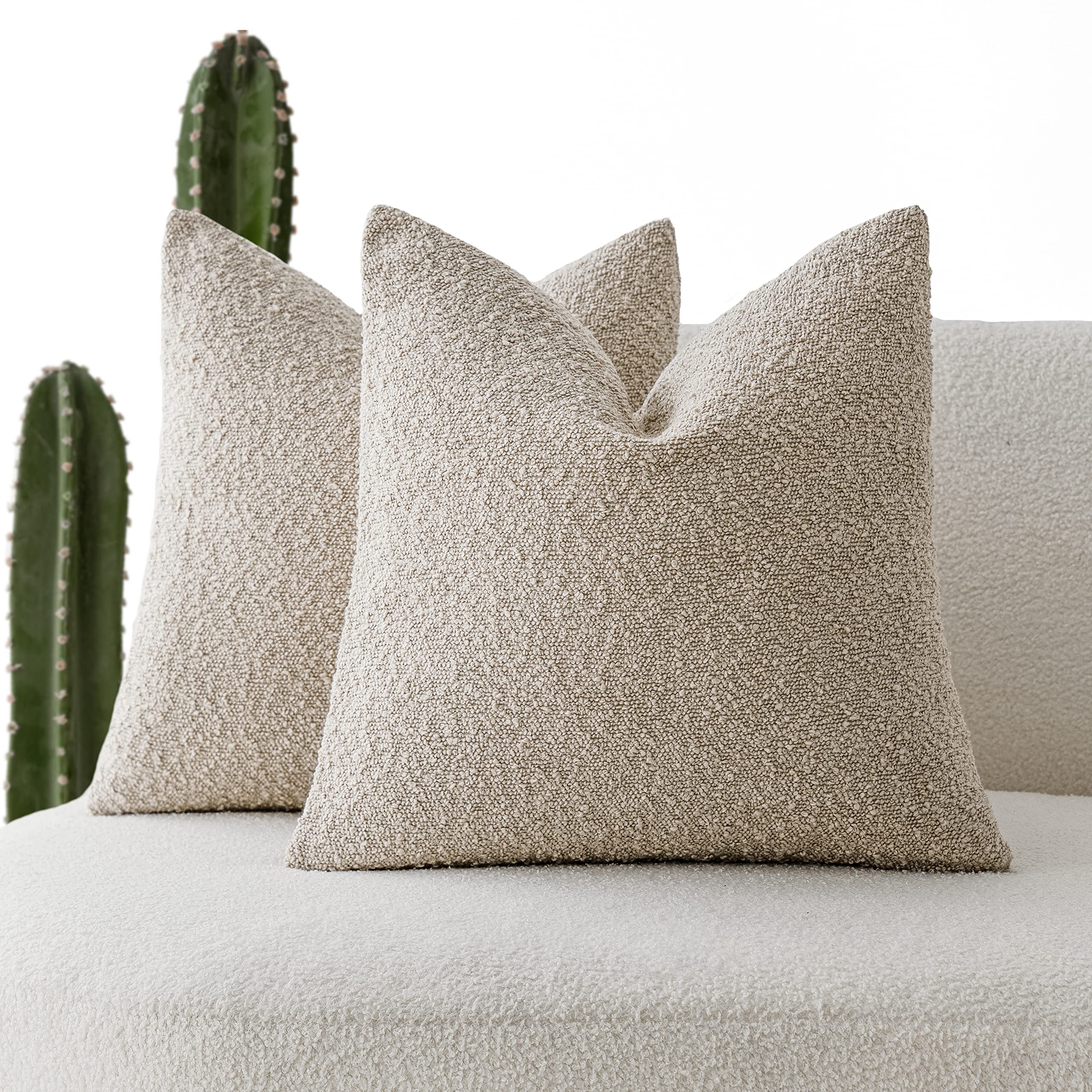 Funda De Almohada Foindtower Textured Boucle Oatmeal, 45 X 45 Cm (2-p) - Venta Internacional.