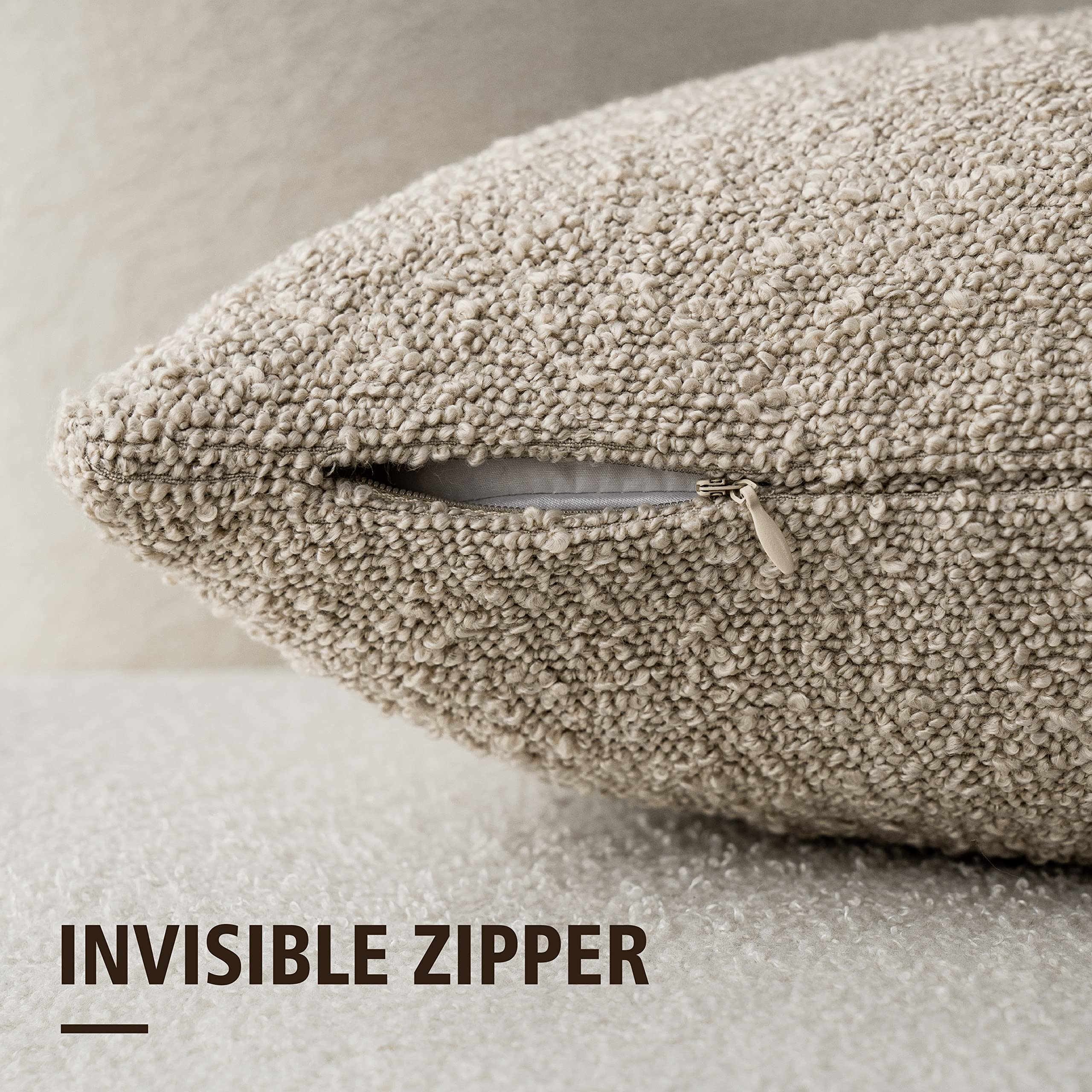 Foto 3 pulgar | Funda De Almohada Foindtower Textured Boucle Oatmeal, 45 X 45 Cm (2-p) - Venta Internacional.