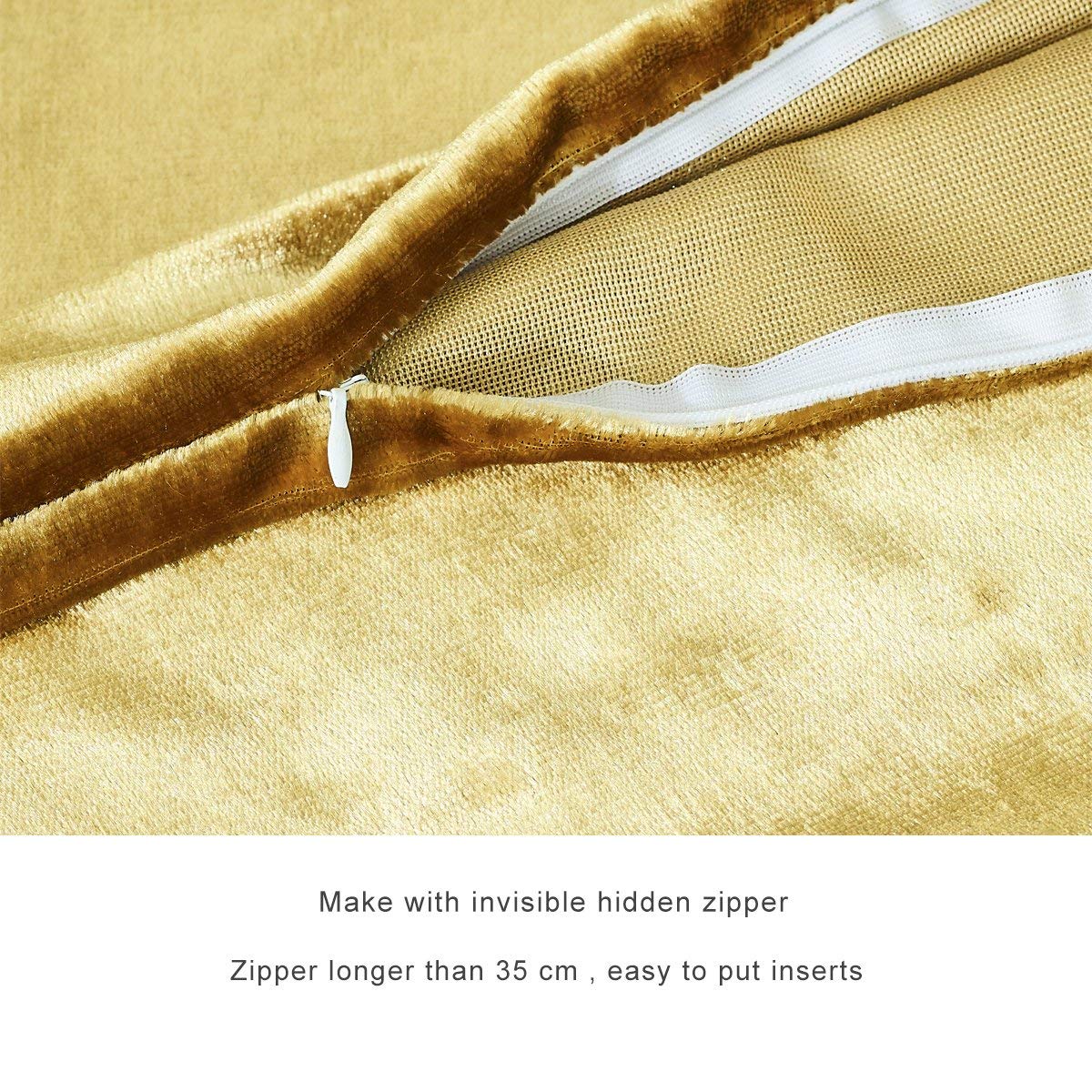 Foto 4 pulgar | Fundas De Almohada Gigizaza De Terciopelo Dorado De 45 X 45 Cm, Paquete De 2 - Venta Internacional.