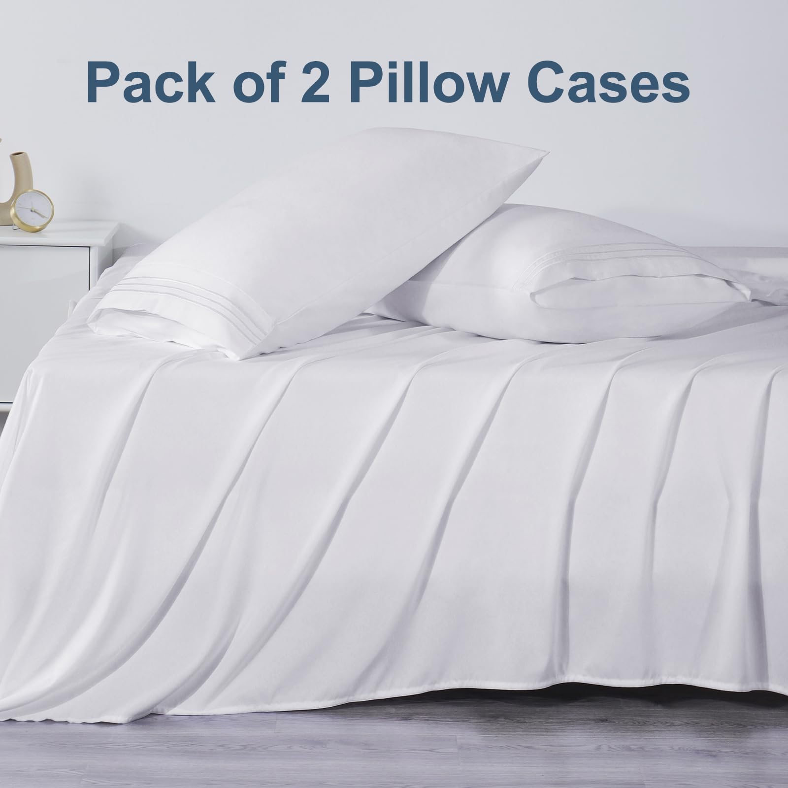 Foto 3 pulgar | Fundas De Almohada Cozylux Serie 1800 De Microfibra Queen White X2 - Venta Internacional.