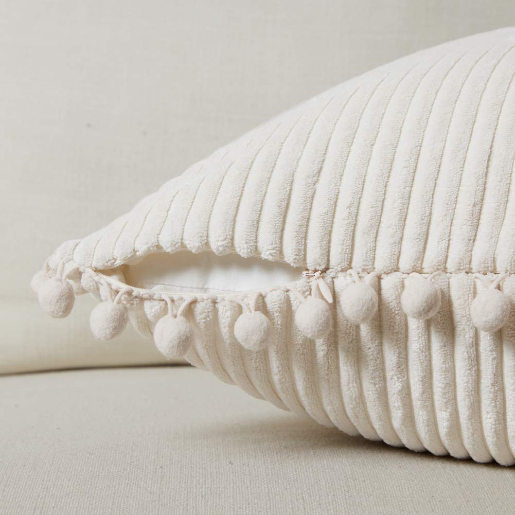 Foto 4 pulgar | Funda De Almohada Fancy Homi Boho Corduroy, 45 X 45 Cm, Color Crema, Paquete De  - Venta Internacional.