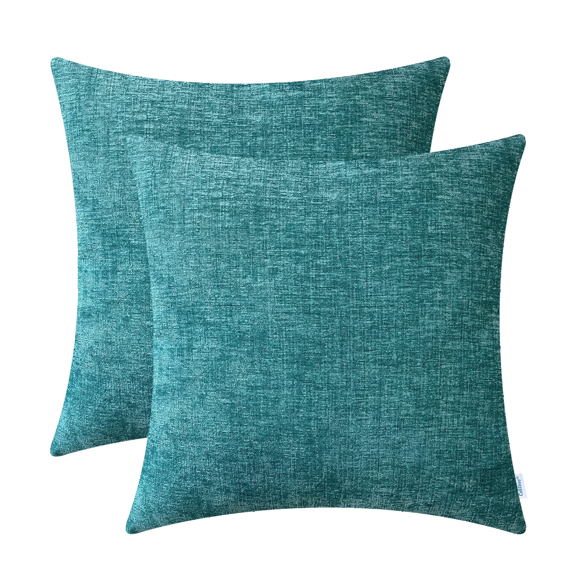 Fundas De Cojín Calitime Cozy Chenille, 45 X 45 Cm, Color Verde Azulado, X2 - Venta Internacional.