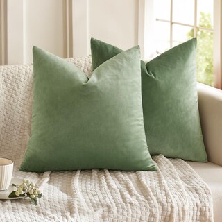 Foto 1 | Fundas De Almohada Miulee De Terciopelo Verde Salvia De 45 X 45 Cm, Paquete De 2 - Venta Internacional.