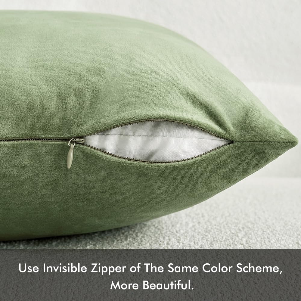 Foto 4 pulgar | Fundas De Almohada Miulee De Terciopelo Verde Salvia De 45 X 45 Cm, Paquete De 2 - Venta Internacional.