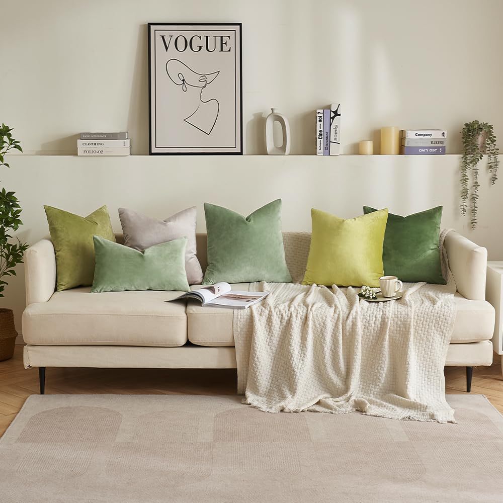 Foto 6 pulgar | Fundas De Almohada Miulee De Terciopelo Verde Salvia De 45 X 45 Cm, Paquete De 2 - Venta Internacional.