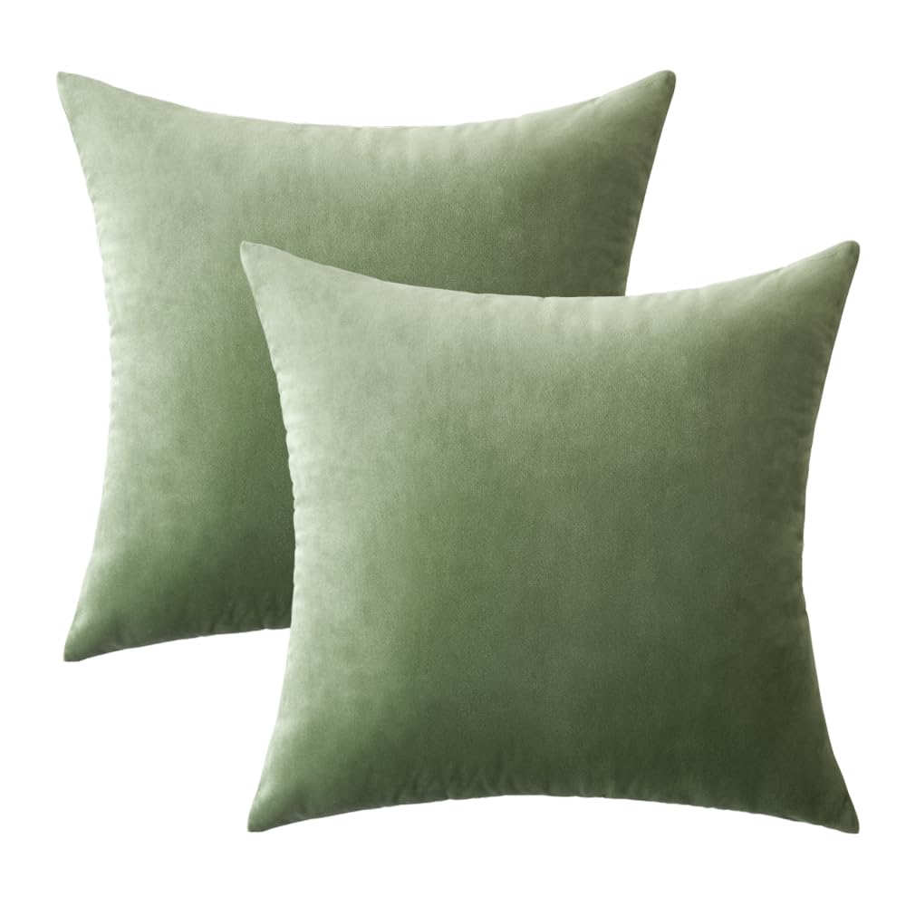 Foto 7 pulgar | Fundas De Almohada Miulee De Terciopelo Verde Salvia De 45 X 45 Cm, Paquete De 2 - Venta Internacional.