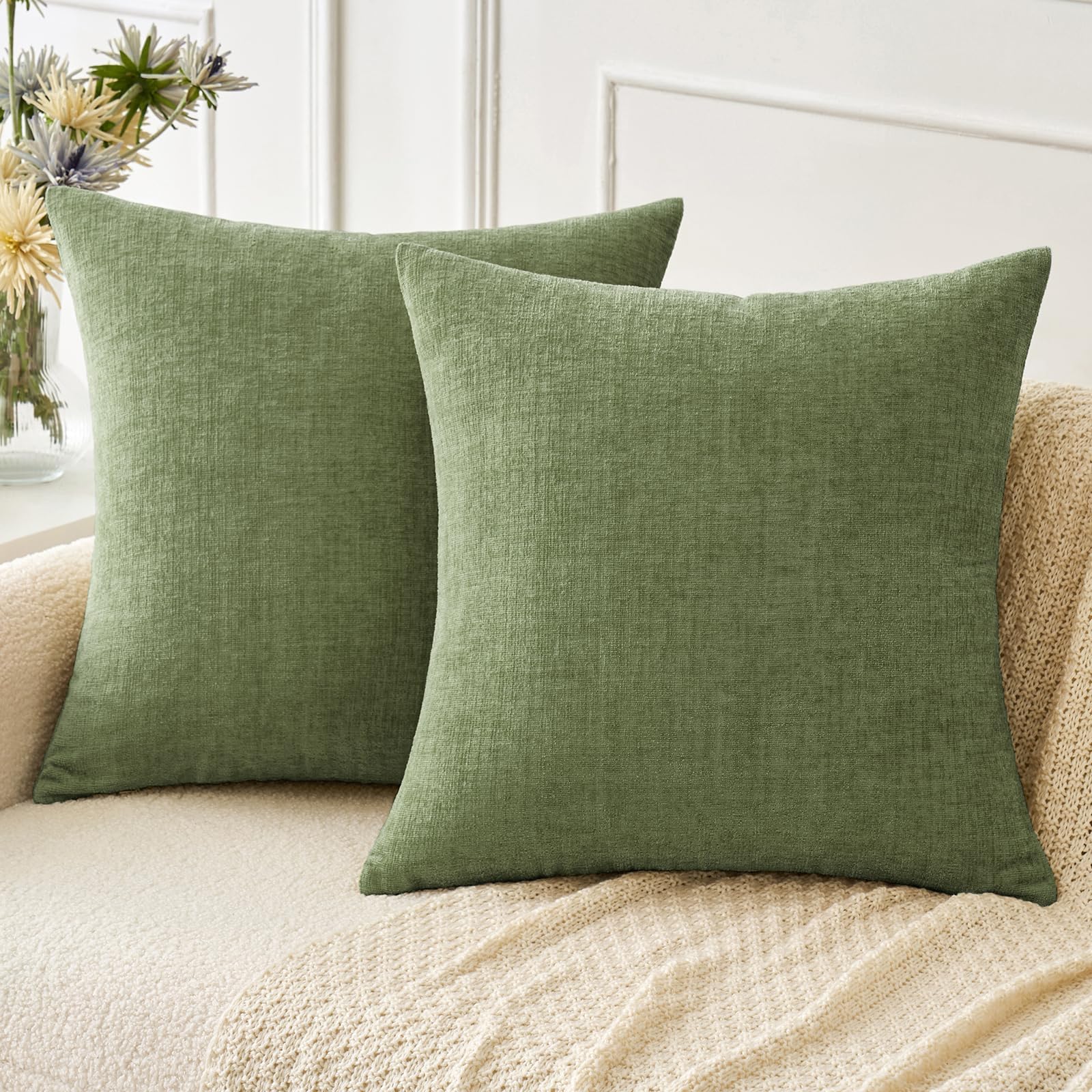 Foto 2 pulgar | Fundas De Almohada Miulee, Suave Felpilla Verde Salvia, 45 X 45 Cm, Paquete De 2 - Venta Internacional.