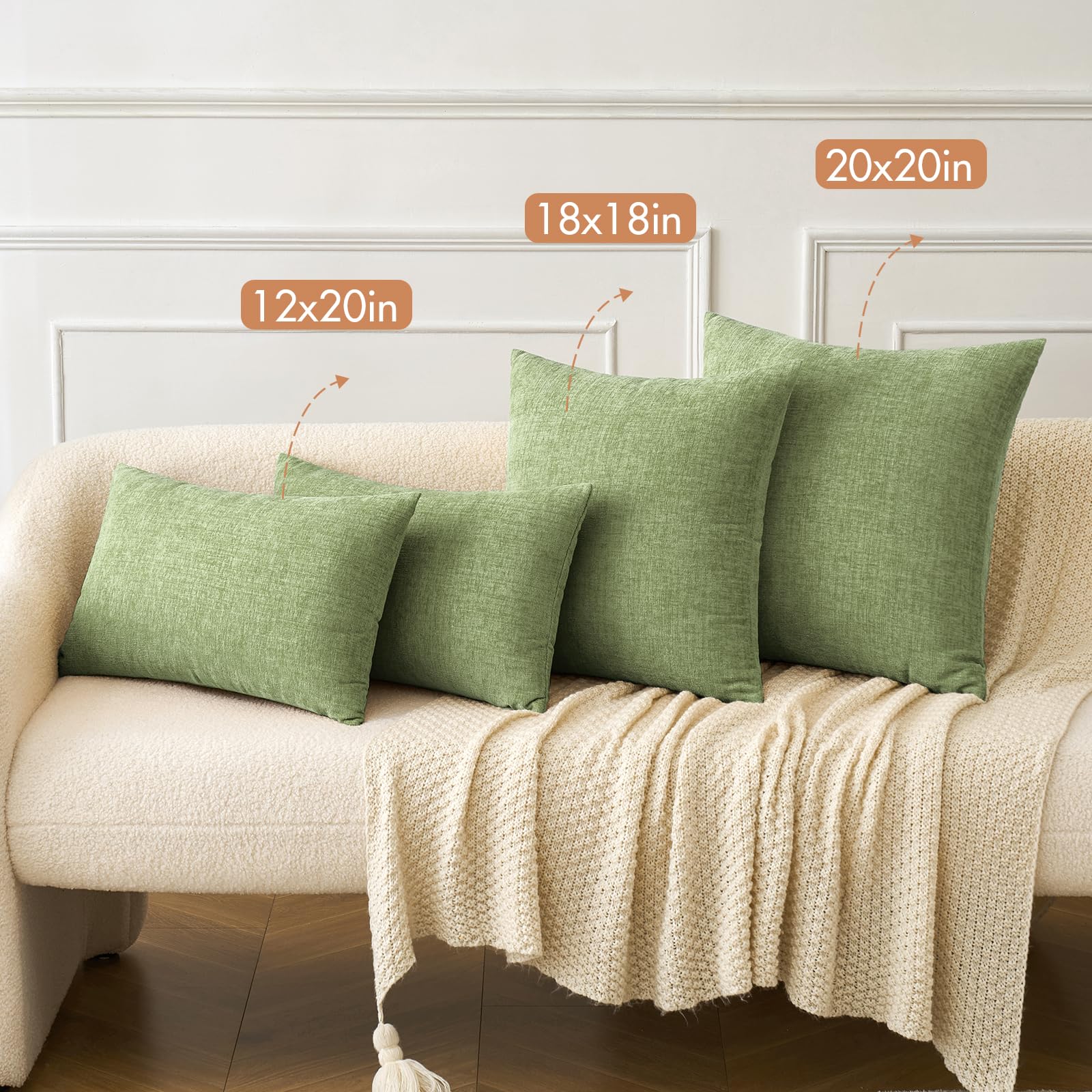 Foto 4 | Fundas De Almohada Miulee, Suave Felpilla Verde Salvia, 45 X 45 Cm, Paquete De 2 - Venta Internacional.
