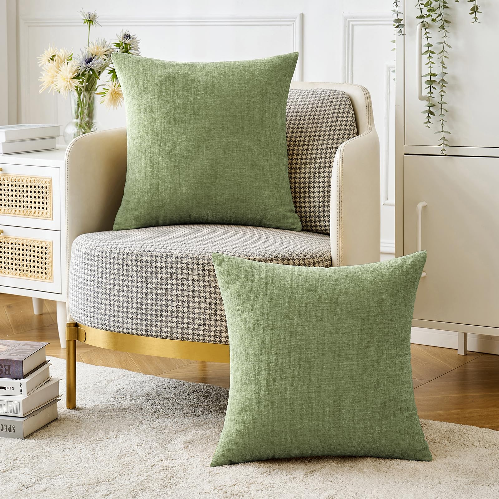 Foto 6 pulgar | Fundas De Almohada Miulee, Suave Felpilla Verde Salvia, 45 X 45 Cm, Paquete De 2 - Venta Internacional.