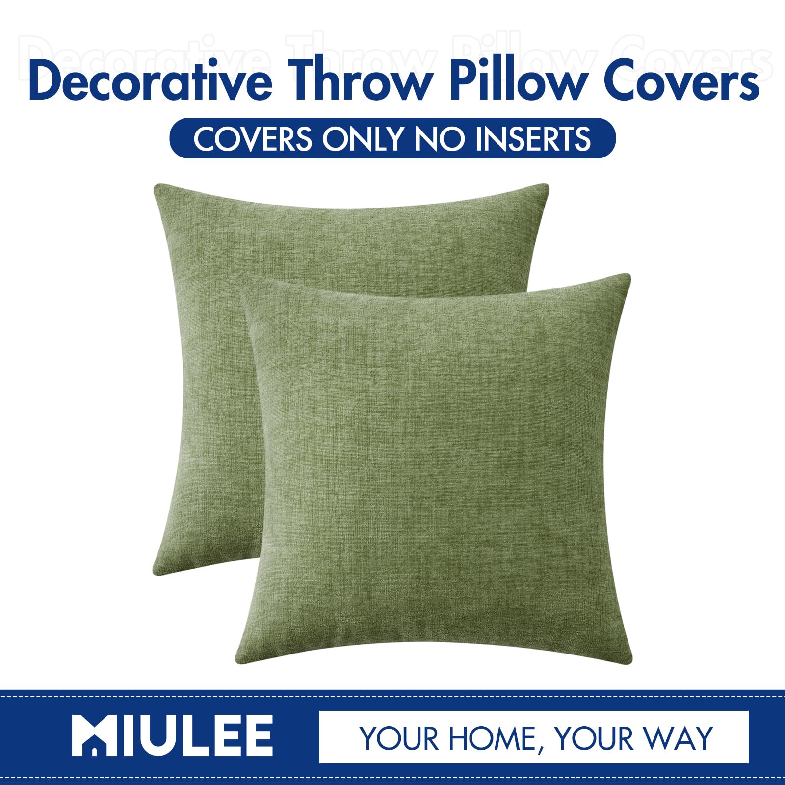 Foto 7 pulgar | Fundas De Almohada Miulee, Suave Felpilla Verde Salvia, 45 X 45 Cm, Paquete De 2 - Venta Internacional.