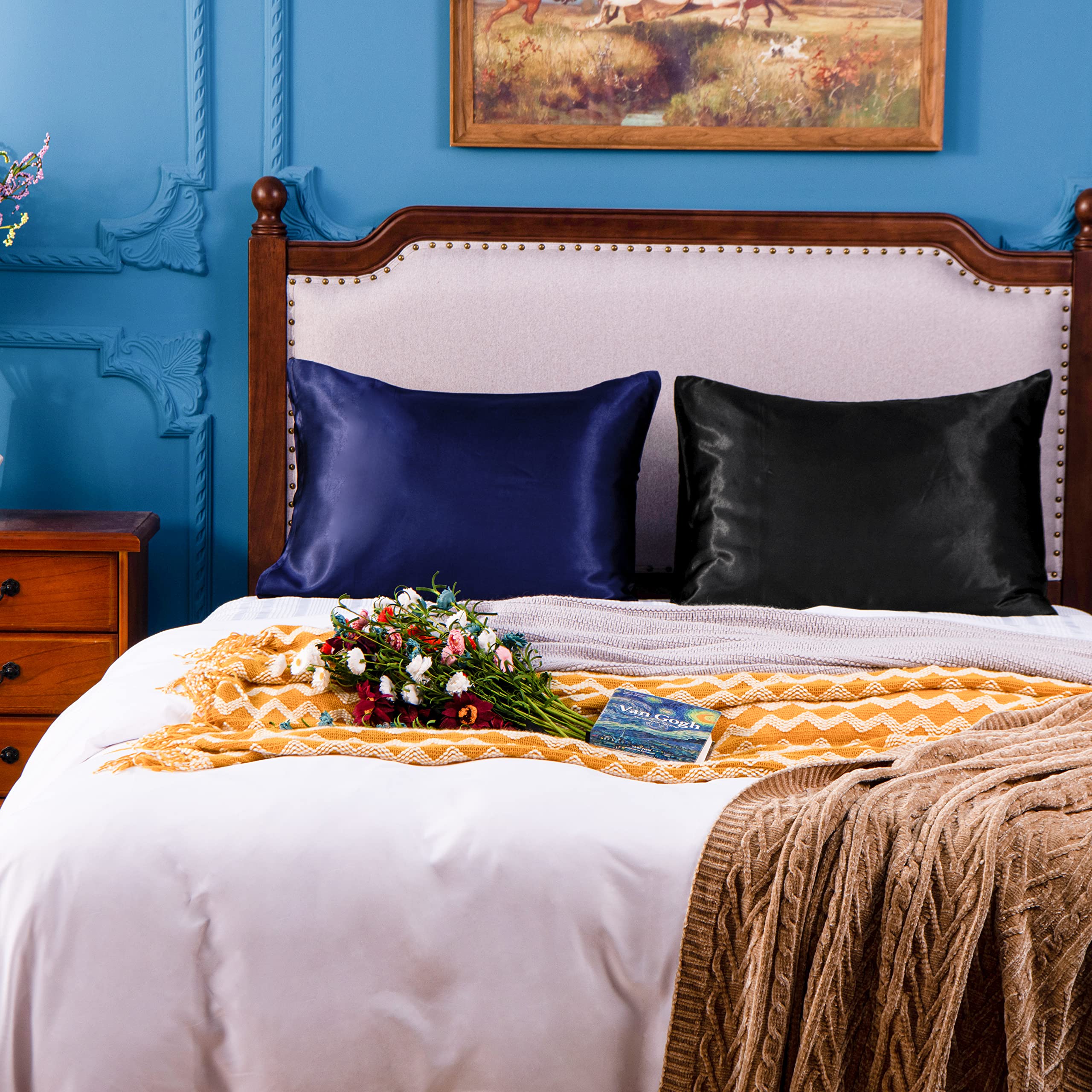 Foto 6 | Fundas De Almohada Ntbay Satin Standard 20 X 26 Pulgadas (paquete De 2) Negras - Venta Internacional.