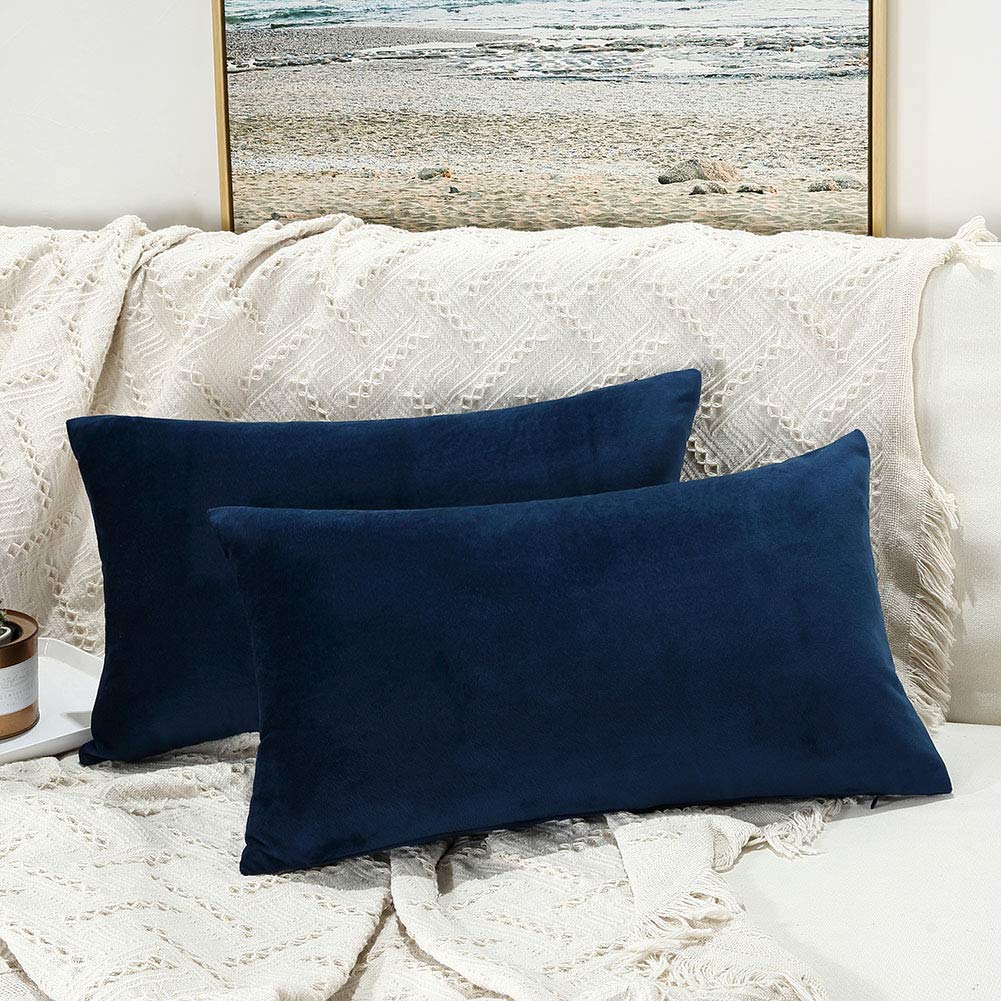Juego De Fundas De Cojín Juspurbet De Terciopelo Azul Marino, 40 X 60 Cm, 2 Unidades - Venta Internacional.