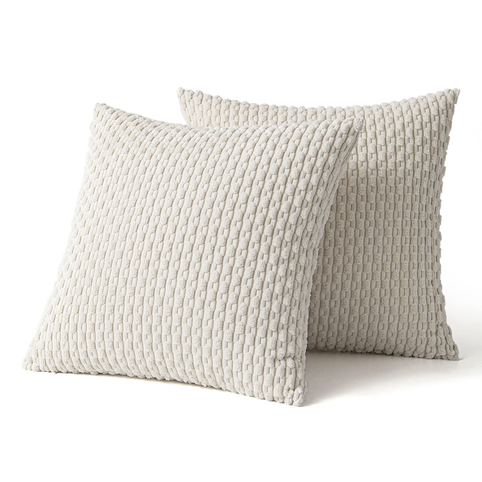 Foto 7 pulgar | Fundas De Almohada Miulee De Pana Suave Decorativa, 45 X 45 Cm, Color Crema - Venta Internacional.