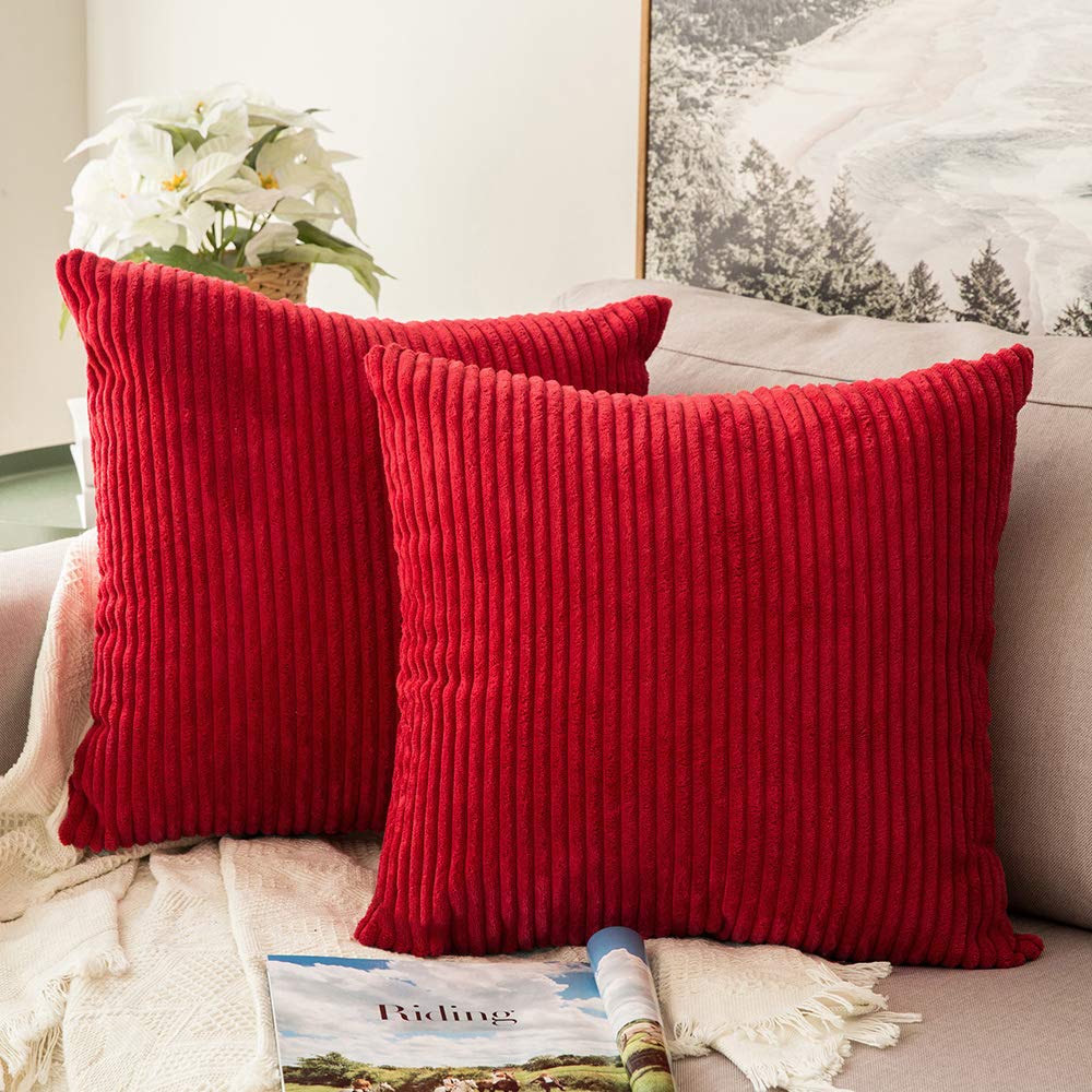 Foto 2 pulgar | Fundas De Almohada Miulee De Pana Suave Y Sólida, 45 X 45 Cm, Color Rojo, Paquete De - Venta Internacional.