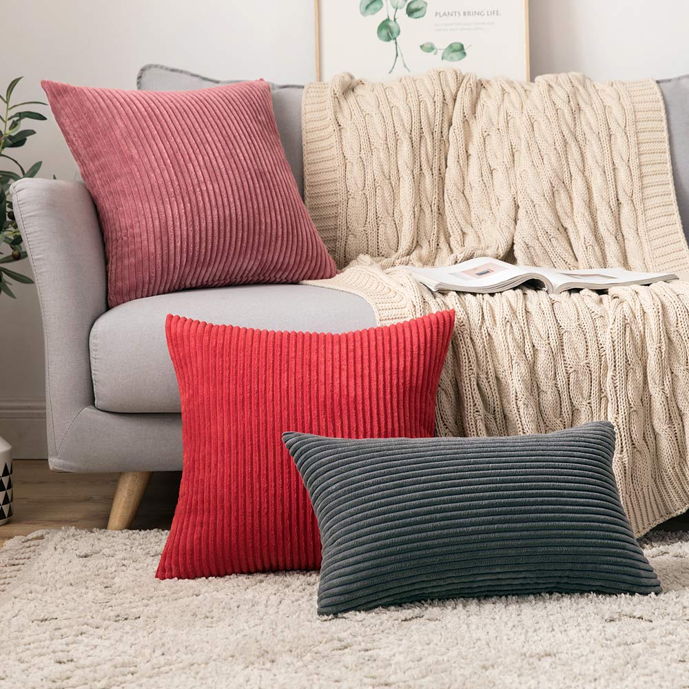 Foto 3 pulgar | Fundas De Almohada Miulee De Pana Suave Y Sólida, 45 X 45 Cm, Color Rojo, Paquete De - Venta Internacional.