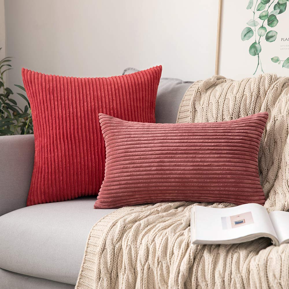 Foto 6 pulgar | Fundas De Almohada Miulee De Pana Suave Y Sólida, 45 X 45 Cm, Color Rojo, Paquete De - Venta Internacional.