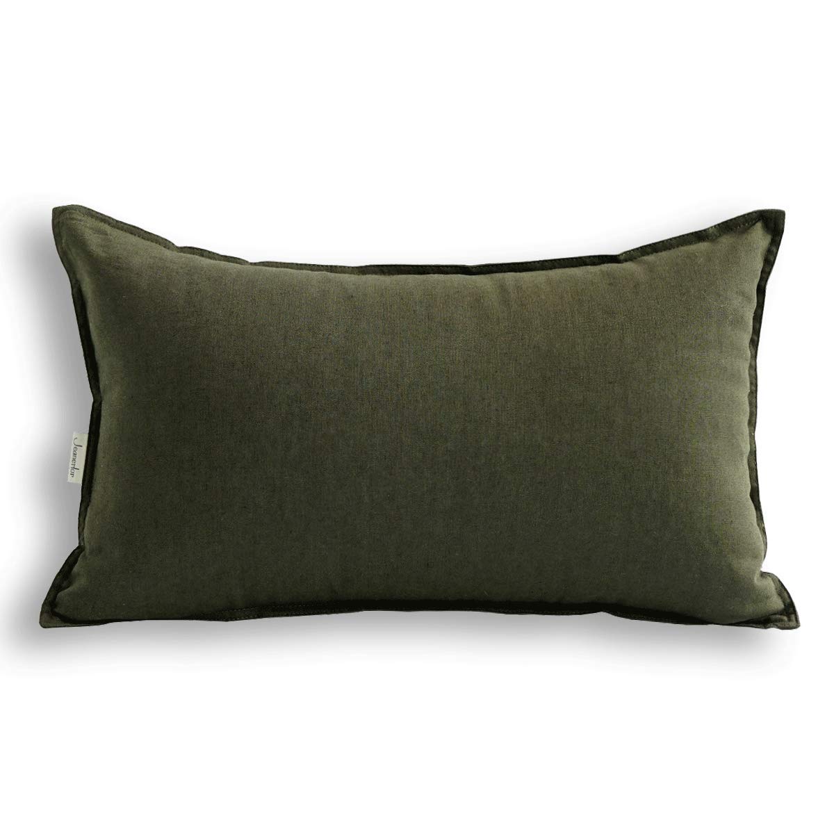 Funda De Almohada Jeanerlor, Algodón Y Lino, Decorativa, 30 X 50 Cm, Color Oliva  - Venta Internacional.