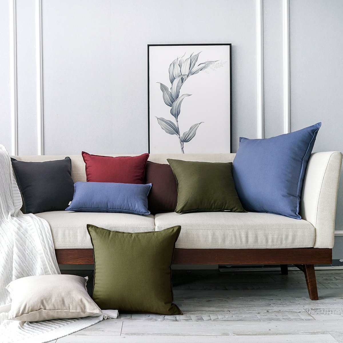 Foto 7 | Funda De Almohada Jeanerlor, Algodón Y Lino, Decorativa, 30 X 50 Cm, Color Oliva  - Venta Internacional.