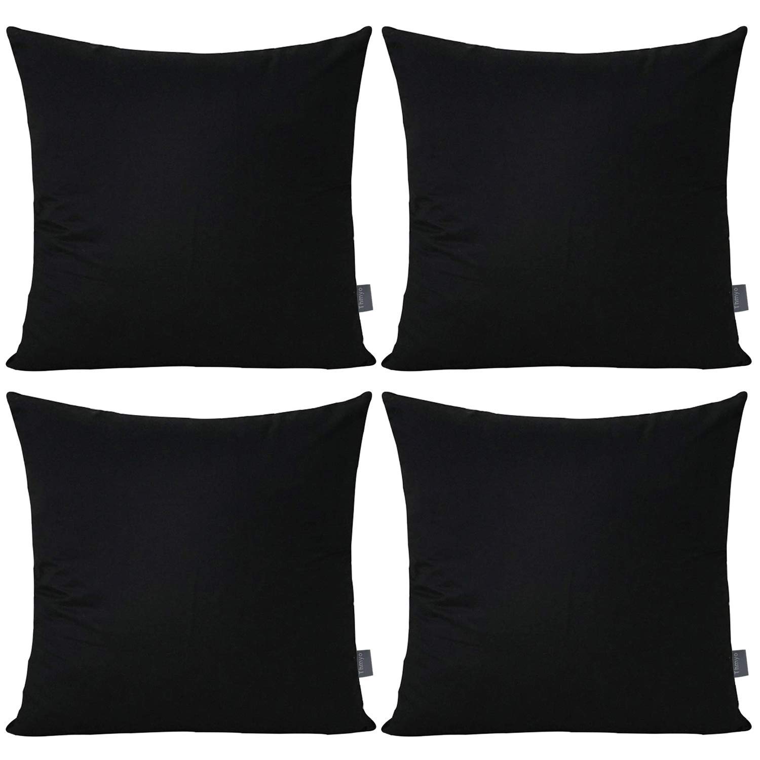 Foto 2 pulgar | Funda De Almohada Thmyo, Paquete De 4 Unidades, 100% Algodón, 45 X 45 Cm, Color Negro - Venta Internacional.