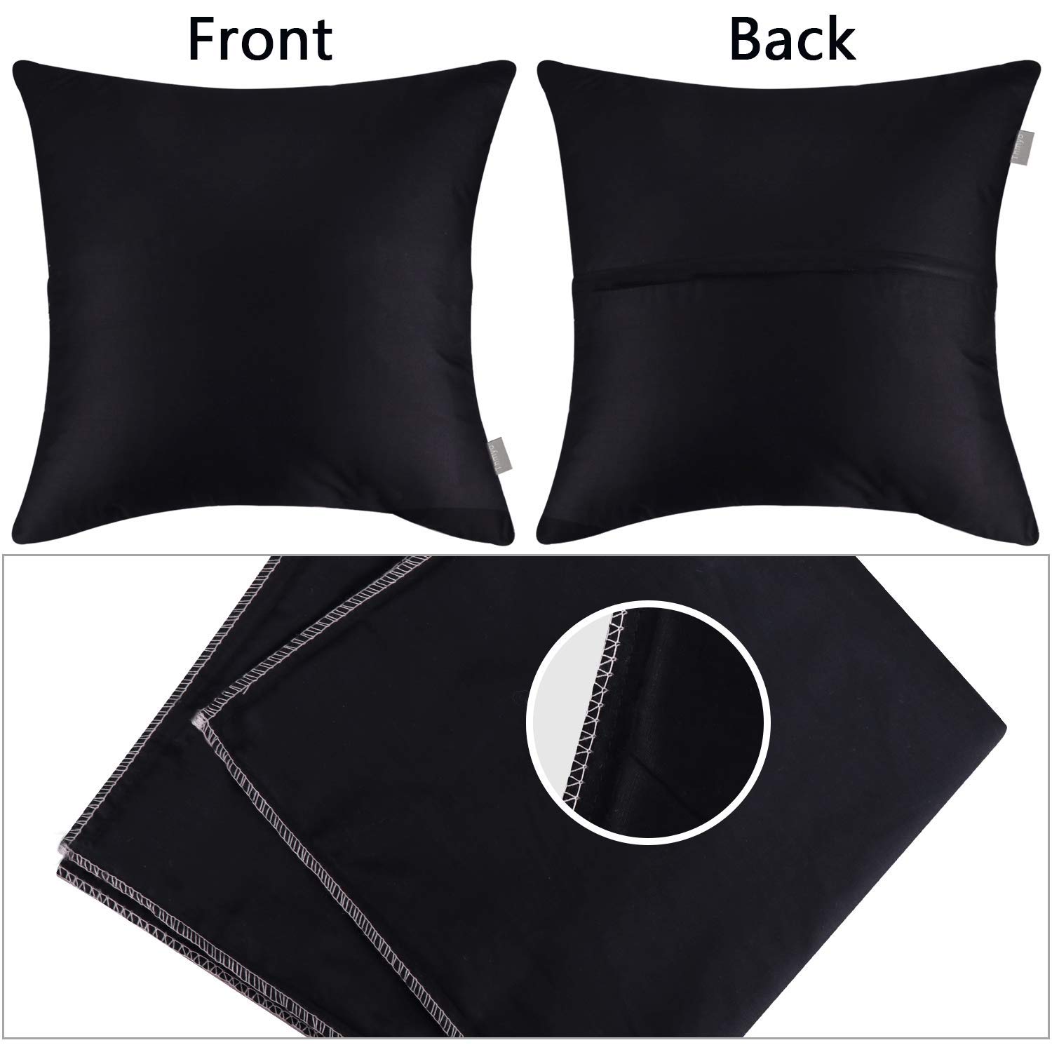 Foto 6 | Funda De Almohada Thmyo, Paquete De 4 Unidades, 100% Algodón, 45 X 45 Cm, Color Negro - Venta Internacional.