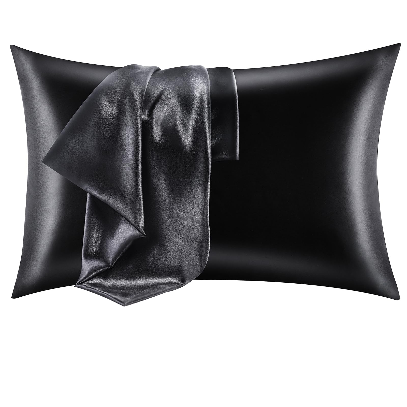 Funda De Almohada Cozylux De Satén De Seda Para Cabello/piel Queen 2, Color Negro - Venta Internacional.