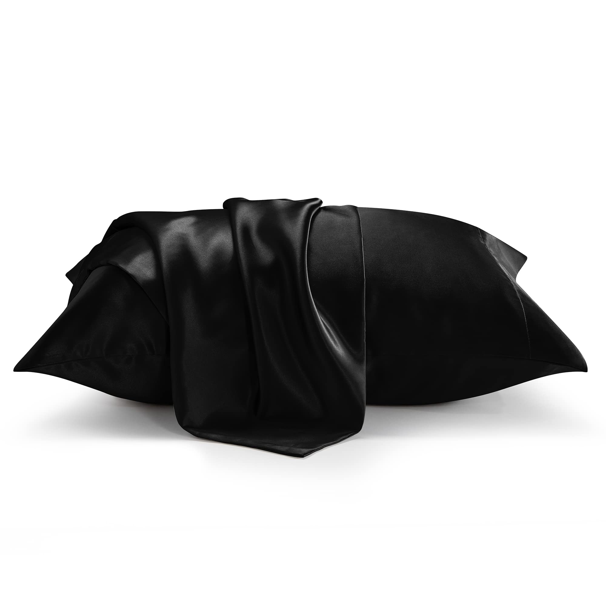 Foto 3 pulgar | Funda De Almohada Cozylux De Satén De Seda Para Cabello/piel Queen 2, Color Negro - Venta Internacional.