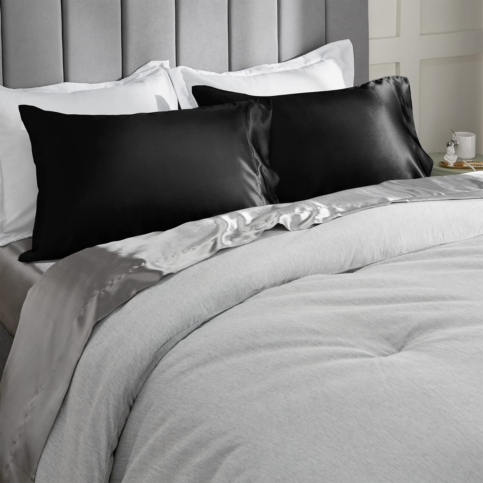 Foto 5 pulgar | Funda De Almohada Cozylux De Satén De Seda Para Cabello/piel Queen 2, Color Negro - Venta Internacional.
