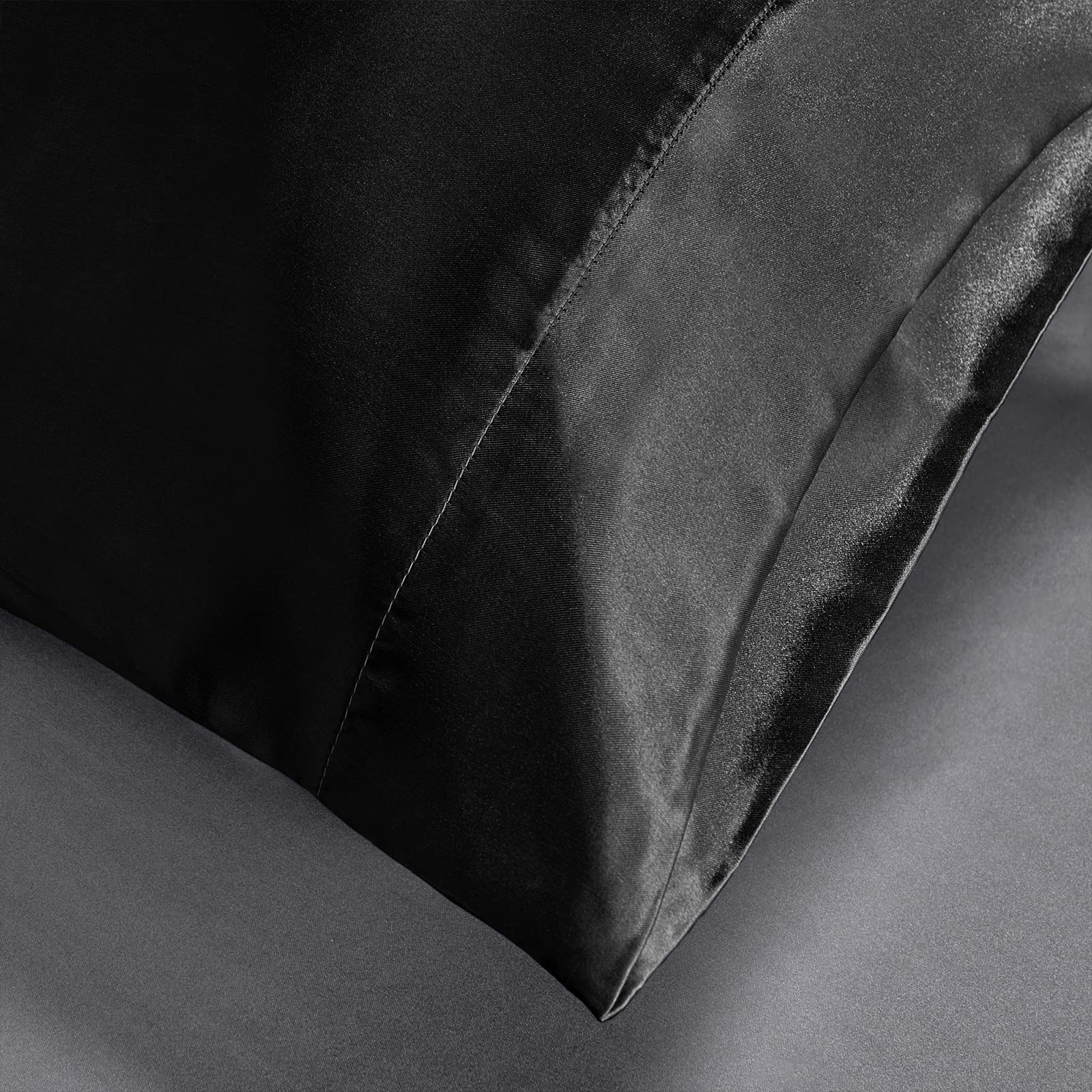 Foto 6 pulgar | Funda De Almohada Cozylux De Satén De Seda Para Cabello/piel Queen 2, Color Negro - Venta Internacional.