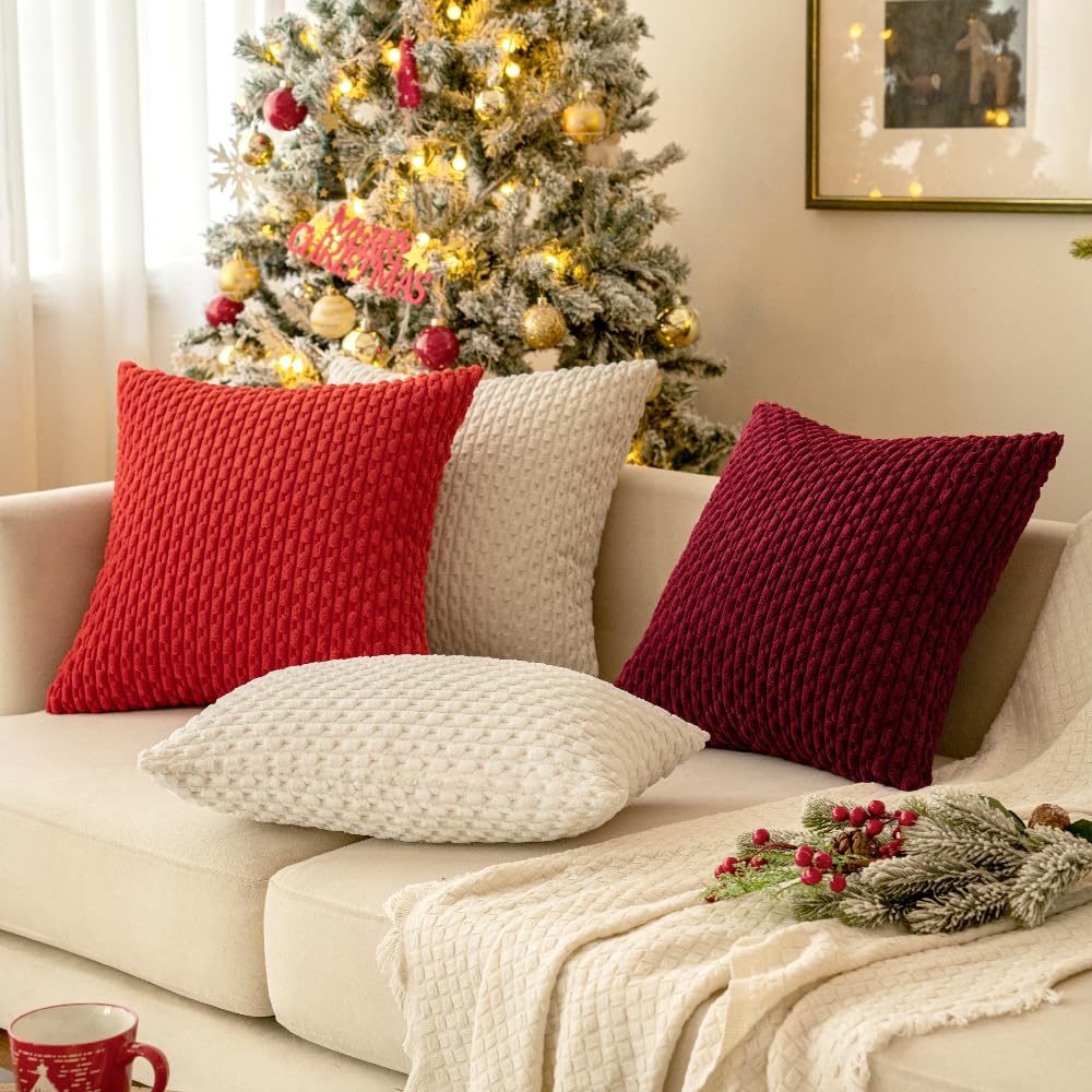 Foto 6 pulgar | Fundas De Almohada Miulee De Pana Suave Decorativa, 45 X 45 Cm, Color Crema - Venta Internacional.