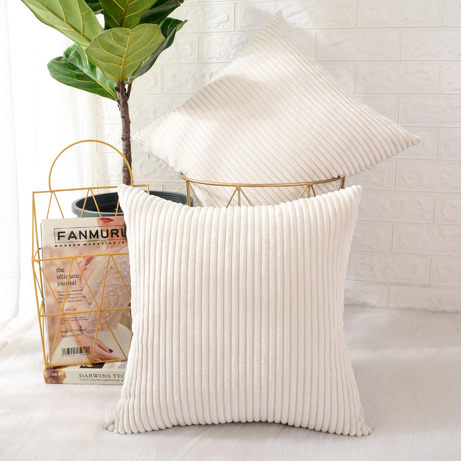 Foto 3 pulgar | Funda De Almohada Mernette Decorativa De Pana, 45 X 45 Cm (paquete De 2) - Venta Internacional.